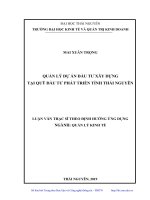 Quản lý dự án đầu tư xây dựng tại quỹ đầu tư phát triển tỉnh thái nguyên 