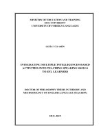 Tích hợp các hoạt động đa trí tuệ để phát triển kỹ năng nói tiếng Anh cho sinh viên chuyên ngữ (Luận án tiến sĩ)