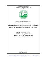 Đánh giá thực trạng công tác quản lý chất thải nguy hại tại tỉnh phú thọ 