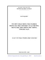 Tổ chức hoạt động trải nghiệm trong dạy học sinh học 10 tại trường trung học phổ thông phủ thông tỉnh bắc kạn 