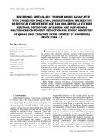 Developing sustainable tourism model associated with conserved education, understanding the identity of physical culture heritage and non physical culture heritage, developing livelihood