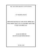 Kiểm soát quyền lực nhà nước thông qua hoạt động chất vấn của đại biểu Quốc hội ở Việt Nam hiện nay