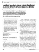 Tác động của quản trị doanh nghiệp lên hiệu suất doanh nghiệp và tính thanh khoản của cổ phiếu