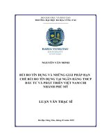 Rủi ro tín dụng và những giải pháp hạn chế rủi ro tín dụng tại ngân hàng TMCP đầu tư và phát triển việt nam chi nhánh phú mỹ 