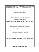 Nghiên cứu chế tạo vật liệu zno có cấu trúc nano nhằm ứng dụng trong pin mặt trời lai hóa 