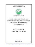 Nghiên cứu ảnh hưởng của một số biện pháp kỹ thuật đến năng suất, chất lượng hoa lily robina tại sa pa, lào cai 