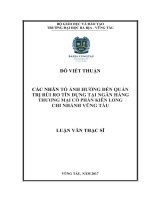 Các nhân tố ảnh hưởng đến quản trị rủi ro tín dụng tại ngân hàng thương mại cổ phần kiên long   chi nhánh vũng tàu
