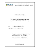 Khảo Sát Hoạt Tính Sinh Học Của Cây Nhân Trần Tía