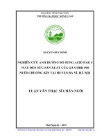 Nghiên cứu ảnh hưởng bổ sung acid pak 4 way đến sức sản xuất của gà cobb 500 nuôi chuồng kín tại huyện ba vì, hà nội 