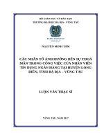 Các nhân tố ảnh hưởng đến sự thoả mãn trong công việc của nhân viên tín dụng ngân hàng tại huyện long điền, tỉnh bà rịa – vũng tàu 