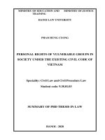 Quyền nhân thân của nhóm người dễ bị tổn thương trong xã hội theo quy định của pháp luật dân sự việt nam hiện hành tt tiếng anh 