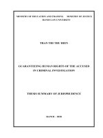 Bảo đảm quyền con người của bị can trong giai đoạn điều tra vụ án hình sự tt tiêng  anh 
