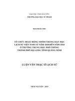 Tổ chức hoạt động nhóm trong dạy học lịch sử việt nam từ năm 1930 đến năm 1954 ở trường trung học phổ thông thành phố hạ long tỉnh quảng ninh 