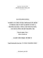 Nghiên cứu một số đặc điểm dịch tễ, bệnh lý bệnh care ở chó tại bệnh xá thú y, trường đại học nông lâm thái nguyên, xây dựng phác đồ hỗ trợ điều trị 