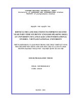 Dificulties and solutions to improve second year part time students english speaking skill at university of languages and international studies vietnam national university 
