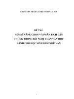 Rèn kỹ năng chọn và phân tích dẫn chứng trong bài nghị luận văn học dành cho học sinh giỏi ngữ văn 