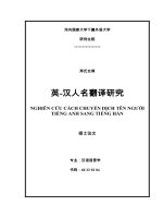 NGHIÊN cứu CÁCH CHUYỂN DỊCH tên NGƯỜI TIẾNG ANH SANG TIẾNG hán 