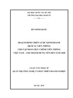 Hoạch định chiến lược kinh doanh dịch vụ viễn thông cho tập đoàn bưu chính viễn thông việt nam   chi nhánh hưng yên đến năm 2020 