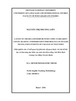 A study on the relationship between topic familiarity and EFL reading comprehension performance of english translation students of college of television 