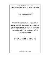 Ảnh hưởng của chất lượng hoạt động kiểm toán nội bộ đến hành vi quản trị lợi nhuận tại các công ty niêm yết trên thị trường chứng khoán Việt Nam