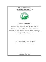 Nghiên cứu thực trạng vệ sinh thú y ở một số cơ sở giết mổ lợn và mức độ ô nhiễm vi khuẩn salmonelia trên thịt lợn tại huyện hoài đức   hà nội 