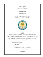 Luận văn tốt nghiệp chuyên ngành Kiểm toán: Hoàn thiện quy trình kiểm toán khoản mục hàng tồn kho trong kiểm toán báo cáo tài chính tại công ty TNHH Kiểm toán quốc tế Unistars