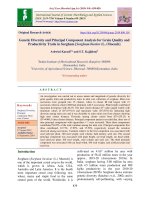 Genetic diversity and principal component analysis for grain quality and productivity traits in sorghum [Sorghum bicolor (L.) Moench]