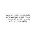 THỰC TRẠNG GIÁO dục PHÒNG CHỐNG tệ nạn xã hội CHO học SINH các TRƯỜNG THCS HUYỆN KIẾN THỤY,THÀNH PHỐ hải PHÒNG dựa vào CỘNG ĐỒNG 