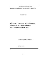 Đảng bộ tỉnh lạng sơn lãnh đạo xây dựng nếp sống văn hóa từ năm 2000 đến năm 2010 