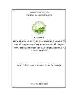 Giải pháp huy động vốn cho xây dựng cơ sở hạ tầng trong xây dựng nông thôn mới trên địa bàn huyện nho quan, tỉnh ninh bình 