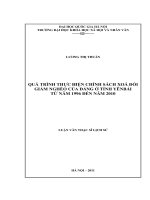 Quá trình thực hiện chính sách xóa đói giảm nghèo của đảng ở tỉnh yên bái từ năm 1996 đến năm 2010 