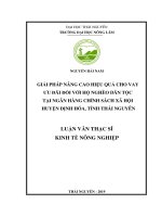 Giải pháp nâng cao hiệu quả cho vay ưu đãi đối với hộ nghèo dân tộc tại ngân hàng chính sách xã hội huyện định hóa, tỉnh thái nguyên 