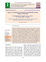 Impact of transplanting on productivity and profitability of Indian mustard: A pilot study