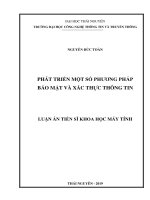 Phát triển một số phương pháp bảo mật và xác thực thông tin (Luận văn thạc sĩ)