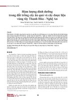 Hàm lượng dinh dưỡng trong đất trồng cây ăn quả và cây dược liệu vùng tây Thanh Hóa - Nghệ An