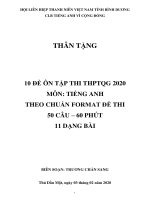 10 đề TIẾNG ANH   có đáp án CHI TIẾT (CLB TIẾNG ANH vì CỘNG ĐỒNG TỈNH BD THÂN TẶNG) 