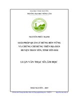 Giải pháp quản lý rừng bền vững và chứng chỉ rừng trên địa bàn huyện trấn yên, tỉnh yên bái 