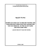 Nghiên cứu đánh giá tai biến môi trường liên quan đến hoạt động khai thác khoáng sản khu vực nghệ an – hà tĩnh và xây dựng giải pháp giảm thiểu