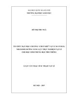 Tổ chức dạy học chương “chất khí” vật lí 10 cơ bản, nhằm bồi dưỡng năng lực thực nghiệm vật lí cho học sinh trung học phổ thông 