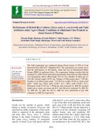 Performance of hybrid rice cultivar (Oryza sativa L.) on growth and yield attributes under agro-climatic conditions of Allahabad Uttar pradesh in Aman season of planting