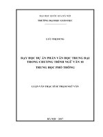 Dạy học dự án phần văn học trung đại trong chương trình ngữ văn 10 trung học phổ thông 