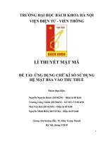 Bài tập lớn Lý thuyết mật mã: Ứng dụng chữ ký số sử dụng hệ mật RSA vào thu thuế (có code)
