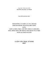Ảnh hưởng của bột lá cây chè đại (trichanthera gigantea) đến năng suất, chất lượng thịt, chỉ tiêu sinh lý, sinh hóa máu, hình thái lớp nhung mao ruột ở gà thịt nuôi tại thái nguyên 