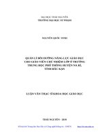 Quản lí bồi dưỡng năng lực giáo dục cho giáo viên chủ nhiệm lớp ở trường trung học phổ thông huyện na rì, tỉnh bắc kạn 