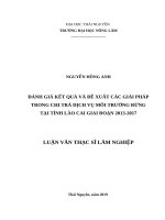 Đánh giá kết quả và đề xuất các giải pháp trong chi trả dịch vụ môi trường rừng tại tỉnh lào cai giai đoạn 2013 2017 