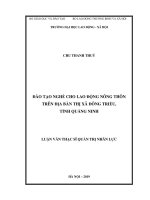 (Luận văn thạc sĩ) Đào tạo nghề cho lao động nông thôn trên địa bàn thị xã Đông Triều, tỉnh Quảng Ninh
