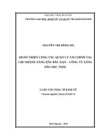 Hoàn thiện công tác quản lý tài chính tại chi nhánh xăng dầu bắc kạn   công ty xăng dầu bắc thái 