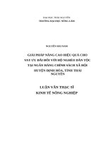 Giải pháp nâng cao hiệu quả cho vay ưu đãi đối với hộ nghèo dân tộc tại ngân hàng chính sách xã hội huyện định hóa, tỉnh thái nguyên 