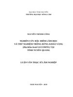 Nghiên cứu đặc điểm lâm học và thử nghiệm trồng rừng kháo vàng (machilus bonii lecomte) tại tỉnh tuyên quang 