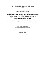 KIỂM SOÁT HẢI QUAN ĐỐI VỚI HÀNG HÓA NHẬP KHẨU TẠI CHI CỤC HẢI QUAN  CỬA KHẨU HỮU NGHỊ